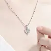 Colar Único para Mulheres, Luxo Leve de Nicho com um Toque de Alto Padrão, Pingente de Coração em Zircônia, Corrente Simples de Clavícula Coração do Oceano