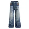 Jeans com vinco de bigode de gato Fábrica de jeans personalizada oem odm