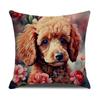 Funda de almohada con estampado de flores de gato y perro estilo pastoral funda de almohada de cintura de moda para oficina funda de almohada de lino para el hogar venta al por mayor