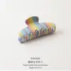 Bonito Pasador Grande de Garra de Colores Arcoíris Versátil Pasador Simple para Recogido Pinza de Tiburón Pasador de Acetato Imitación Accesorio para el Cabello
