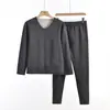 Traje de Ropa Interior Térmica de Seda y Lana para Hombre Otoño e Invierno Sin Costuras Calentamiento Cálido Parche de Jengibre Pantalones de Pierna Recta para Vientre y Rodilla