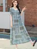 Novo vestido de algodão e seda estilo étnico para mulheres, estilo de férias de verão plus size, elegante vestido de praia de alta qualidade para mães