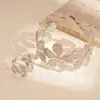 Pulsera Abierta de Metal con Patrón de Flor de Dos Piezas Europea y Americana Transfronteriza Simple Nicho Elegante de Gama Alta para Mujer