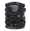 Venta Caliente de Amazon Aleación Árbol de la Vida Cuero Hecho a Mano Combinación de Joyería Traje Pulsera de Cuero para Hombre en stock Al por Mayor