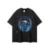 Camiseta de manga larga lavada con estampado de figura de rap retro de hip-hop estilo americano para hombre y mujer, marca de moda urbana, base antigua.