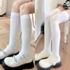 Meias Brancas Leitosas para Mulheres, Meias Acima do Joelho, Meias de Compressão JK para Afinar a Panturrilha, Meias de Cano Médio, Estilo Primavera e Outono, Cano Longo Empilhado, Estilo Fino de Verão