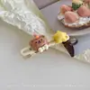 Presilha de Cabelo com Franja Doce Rosa, Acessório de Cabelo Feminino, Presilha Bico de Pato, Grampo de Cabelo Coração de Celebridade da Internet, Presilha de Cabelo Fofa, Acessório de Cabelo