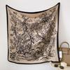 Nuevo Estilo Chino Estilo Nacional Estampado de Plantas Bufanda Cuadrada Grande de 90 para Mujer Ins Diseño de Nicho Sentido de Diseño Shawl Decorativo de Flores y Pájaros Bufanda de Seda Tendencia