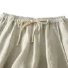 Pantalones de calabaza estilo artístico, pantalones anchos de algodón y lino con cintura elástica para mujer, pantalones largos holgados tipo linterna de verano 2026
