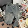 Pantalones Vaqueros de Hombre Desestructurados Verano Nuevo Diseño Estilo Americano Pantalones Marca de Moda Lavados Frescos Pierna Recta Largos Modernos