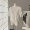Diário de Namoro Blusa Top de Renda Patchwork de Rami com Manga Bufante Suave
