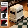 Papelera Retro con Forma de Autobús para Uso Doméstico, Ranura Estrecha, Gran Capacidad, Cubo Sanitario con Tapa de Apertura Automática y Ruedas, Contenedor de Almacenamiento Creativo para Niños