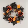Corona de Halloween Transfronteriza, Decoraciones de Calabaza y Bayas, Colgante de Pared de Hoja de Arce para Festival de la Cosecha de Acción de Gracias de Otoño