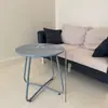 Mesa auxiliar de sofá, mesa de centro, mesa redonda pequeña estilo nórdico, mueble lateral simple para sofá, acero al carbono, balcón de apartamento pequeño, mesa de centro de alta estética