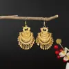 Pendientes étnicos de pavo real con borlas y campana dorada, colgantes de hojas bohemias, pendientes escénicos, venta al por mayor