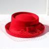 Otoño e Invierno elegante sombrero de copa femenino tocado de banquete femenino rizado encaje lazo malla sombrero de pintor boina retro