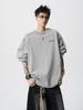Sudadera Desestructurada Cuello Redondo Borde Crudo para Hombre en Primavera y Otoño, Diseño Holgado de Ropa Pesada, Chaqueta de Marca Moderna con Silueta Americana Atractiva