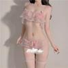 Pijama sexy de encaje de tres puntos conjunto transparente ropa interior de entrepierna abierta fabricantes de ropa interior sexy agente distribución 20118