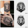 Pegatinas de Tatuaje Herbales de Cabeza de León Transfronterizas para Hombres, Impermeables, de Larga Duración, Tipo Jugo, Diseño de Alta Gama del Rey León para Brazo, Dorso de la Mano, Cuello, Realistas