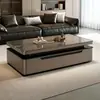 Mesa de centro em madeira maciça, design de camada dupla, adequada para salas de estar pequenas, com estética de luxo leve e de alta qualidade, modelo 2026, formato retangular, com armazenamento e prateleiras