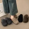 Temperamento de Moda Zapatos Birkenstock Grises de Suela Gruesa sin Cordones para Mujer 2026 Otoño/Invierno Nueva Llegada Zapatos Mula Cerrados por Delante con Peluche