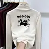 Top estiloso de outono para meninas, de veludo alemão dupla face, com babados, camada base, gola alta discreta, para crianças mais velhas, peça externa casual e quente