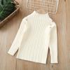Suéter de cuello alto medio para niñas, camisa base de punto, nuevo estilo de otoño e invierno, ropa para niños, elegante, forro polar para bebé, tejido grueso