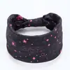 Faixa de Cabeça com Aba Larga e Nó, Faixa de Cabeça Antiderrapante Estilo Étnico, Acessórios de Cabelo para Mulheres e Meninas, Fitas com Padrão Xadrez de Estrelas e Luas
