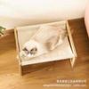 Hamaca de Madera para Gatos de Interior Cama Elevada para Gatos Soporte de Madera Silla para Gatos Cueva para Gatos Montada en la Pared Cama Portátil para Mascotas de Piso para Gatos