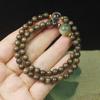 Sândalo madeira sombria 0.6 pulseira de contas de círculo duplo seis caracteres palavras combinação de nicho pulseira de bodhi verde contas do rosário