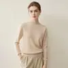 Suéter Feminino de Caxemira, Caxemira Pura, Nova Moda Outono/Inverno, Versátil Gola Alta Meia Manga Malha Suéter