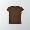 Camiseta Básica Lisa Retro 2026 Base Top Cuello Redondo Manga Corta para Mujer Verano Elástica Ajustada Hombro Normal
