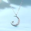 Elaine First Jewelry S925 Collar de plata esterlina con diamantes, estrella y luna, estilo coreano, moda Mori Cyber Celebrity, cadena de clavícula Ins