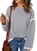 Suéter de otoño e invierno 2024 para mujer, moda de color sólido, cuello redondo, suelto, manga larga, color contrastante, suéter de punto retorcido.