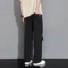 Pantalones casuales para hombre para verano, cordón, corte holgado, talla grande, elásticos, secado rápido, transpirables, con caída, pierna ancha, deportivos largos