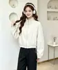 Jaqueta curta versátil com gola alta para mulheres, novo estilo outono 2026, solta e fashion, rejuvenescedora, estilo coreano, top moderno de manga longa