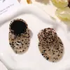 Outono e Inverno Elegante Franja Contas de Arroz Estampa de Leopardo Tecido Rosa DIY Presilha de Cabelo Retrô Adorno de Cabeça Broche Flor para Roupas Acessórios