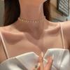 Advanced Sense Simple Cream Love Pearl Colar Colar de Costura de Corrente Doce Cool Personalidade All-match Pingente Clavícula Cadeia