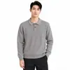 Camisa polo de punto acanalado vertical para hombre estilo Old Money, adecuada para primavera y otoño, business casual, de manga larga, con un look sofisticado