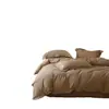 Conjunto de Roupa de Cama de Algodão e Linho Quatro Peças Minimalista, Rústico e Relaxante em Estilo Japonês com Toque de Luxo para Pousadas, Capa de Edredom de Cor Sólida para Dormitórios Estudantis