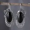 Brincos Geométricos Estilo Étnico Retro Europeu e Americano Transfronteiriços Brincos Personalizados Criativos com Pedra Negra Oval
