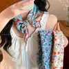 Pañuelo de Seda con Flores Estilo Resort para Mujer, Moda de Alta Gama, Pañuelo Decorativo de Alta Gama para la Cabeza, Diseño Único de Nicho, Accesorios para la Cintura