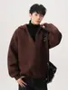 Sudadera con capucha de estilo americano de dos piezas falsas con cuello en V profundo para hombre, Chaqueta de manga larga de estilo perezoso de otoño, Sudadera versátil casual para pareja