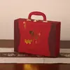 Regalo de Año Nuevo Paquete de 1.0 kg Caja de Regalo de Miel Caja Vacía con Botella, Caja de Empaque para Tónico, Caja de Madera con Cuero, Juego de Cajas de Regalo