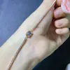 Pulsera de tesoro azul de color natural puro cristal súper rosa transparente gema de grado 5A tamaño 4*6mm plata 925 incrustación de precisión