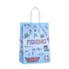Bolsa de Tote de Pesca de Dibujos Animados Bolsa de Regalo Impresa Bolsa de Papel Kraft al por Mayor Bolsa de Compras para Centro Comercial Bolsa para Llevar