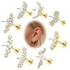 Brincos de Aço Inoxidável Dourado Amazon Cabeça Plana Haste para Osso da Orelha Piercing Brincos de Rosca Brincos para Mulheres Revestimento de Ouro Real 14K