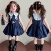 Vestido Estilo Preppy para Niñas Verano 2026 Nuevo Vestido Infantil Verano Elegante Sin Mangas Vestido de Princesa para Bebés Niñas