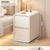 Mesita de noche pequeña moderna minimalista, mueble auxiliar ultraestrecho estilo crema, nuevo estante de almacenamiento para huecos mini ultraestrecho