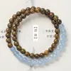 Pulsera de sándalo verde y calcedonia roja pulsera de madera de fuego faltante pulsera de doble anillo femenina masculina pulsera de atributo de sándalo de madera joyería